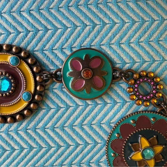 Chico's Brown and Yellow Belt with Intricate Designs - Picture 6 of 8